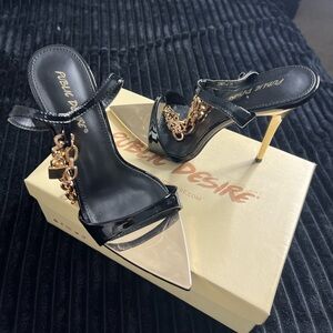 Public Desire Pointed Toe Gold Chain Heels